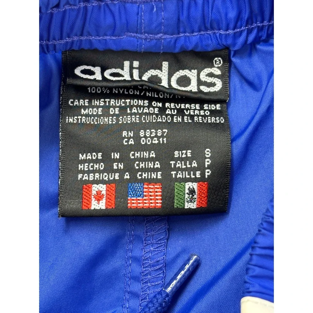 Vintage Adidas Nylon Track Pants Mens Small Blue White Stripe Windbreaker 90s